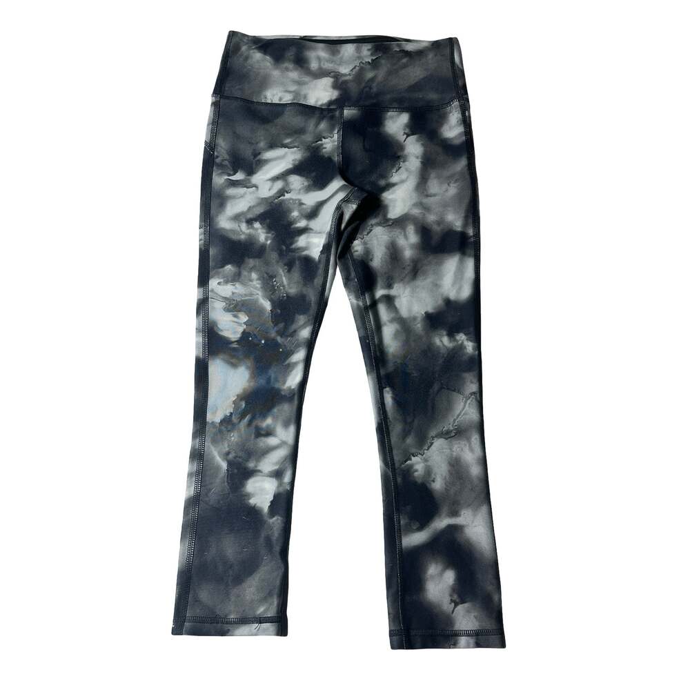 Marika Women’s Black Gray Tie Dye Cropped Athletic Leggings Yoga Pants XS